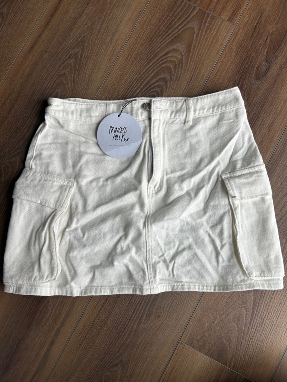 Princess Polly Off-White Myrtle Cargo Mini Skirt